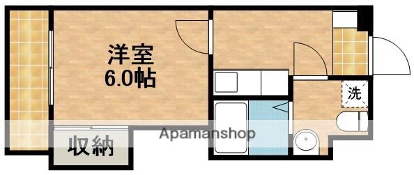 サンリバーハイツ(1K/2階)の間取り写真