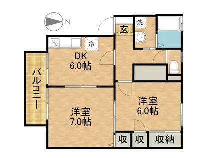 セジュールかあさ(2DK/1階)の間取り写真