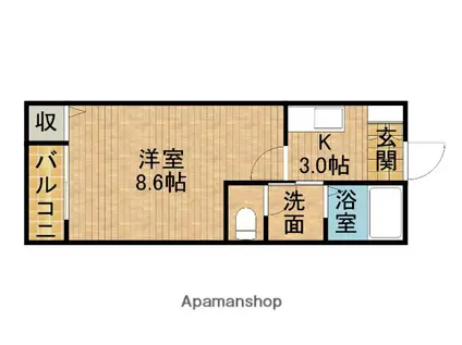 クレフラスト中島(1K/1階)の間取り写真