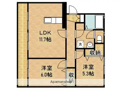 アールベロ(2LDK/2階)の間取り写真