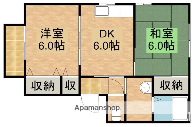 フラフィー(2DK/1階)の間取り写真