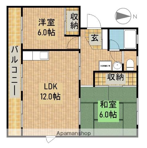武藤ハイツⅠ(2LDK/3階)の間取り写真