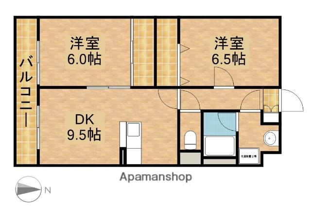 アンソレイユⅡ(2DK/2階)の間取り写真