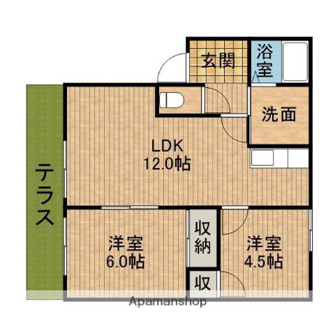 グリーンコーポⅠA(2LDK/1階)の間取り写真