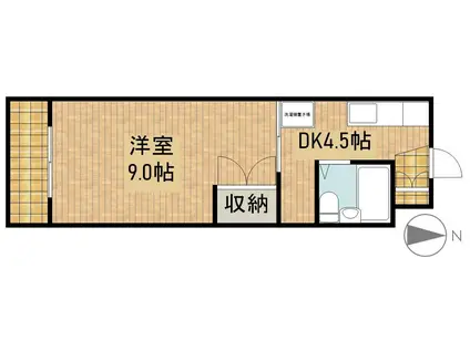 サンシャイン天王Ⅲ(1DK/4階)の間取り写真