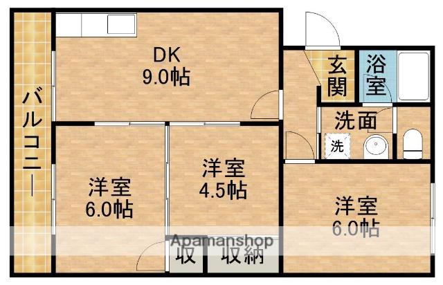 柳田マンション(3DK/3階)の間取り写真