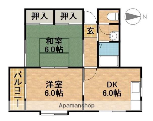 ジオハウス2(2DK/2階)の間取り写真