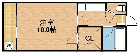 セザンヌ大知波(1K/2階)の間取り写真