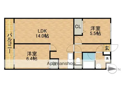 ベルタウン(2LDK/1階)の間取り写真