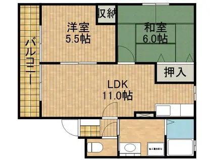 はなみずき(2LDK/1階)の間取り写真