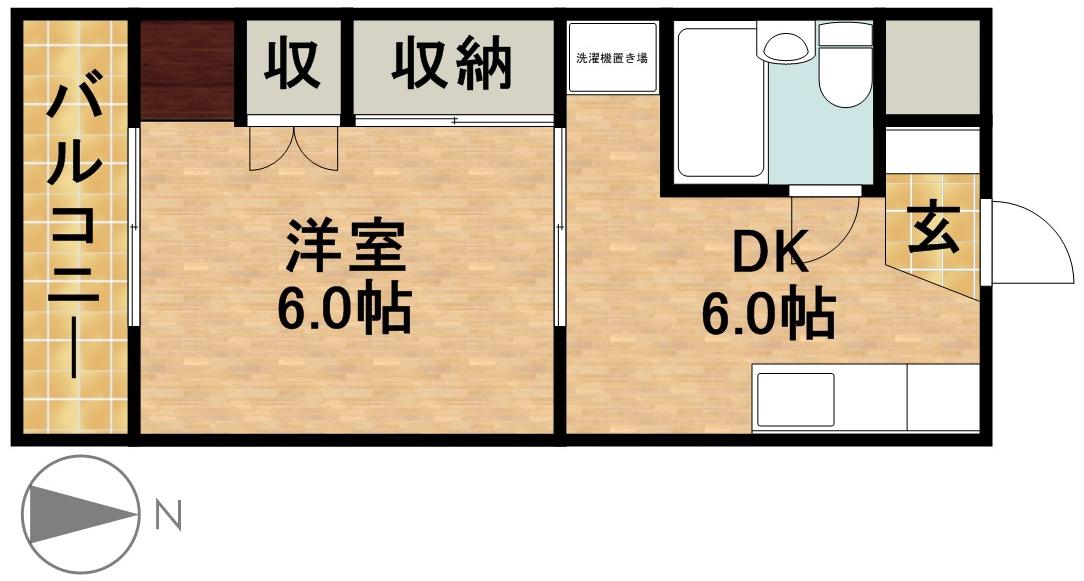 コーポ北浦(1DK/1階)の間取り写真