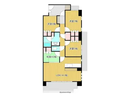 一条レジデンス浜松(ワンルーム/13階)の間取り写真