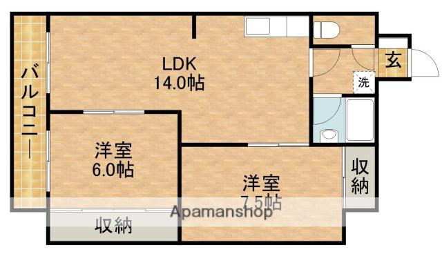 キャトルセゾン(2LDK/6階)の間取り写真