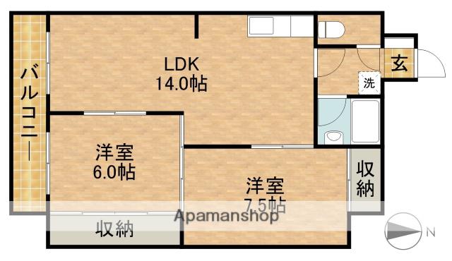 キャトルセゾン(2LDK/5階)の間取り写真