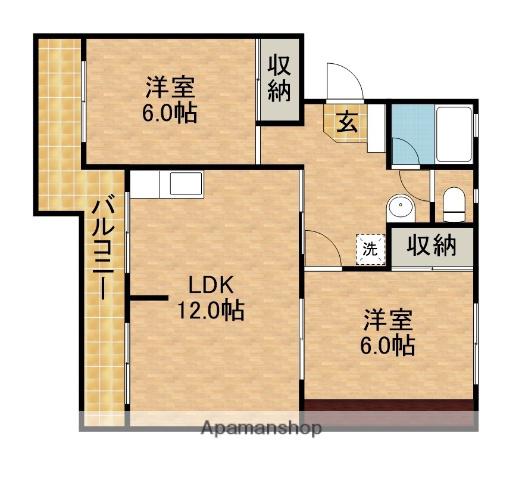 黒柳ハイツ(2LDK/2階)の間取り写真