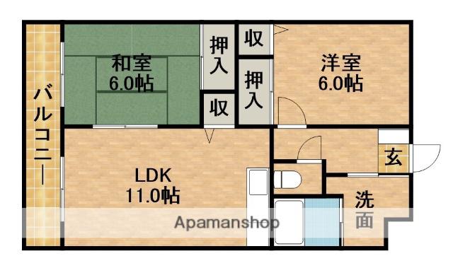 グランメール早出(2LDK/2階)の間取り写真