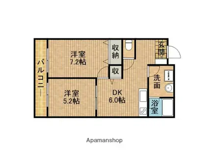 カーサ白井(2DK/1階)の間取り写真