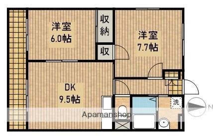 オールウェイズ(2DK/1階)の間取り写真