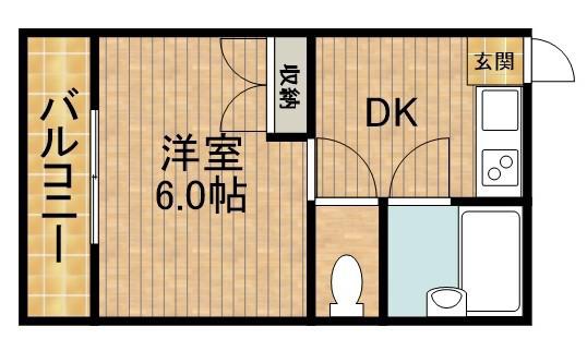 一福荘 城北(1DK/2階)の間取り写真