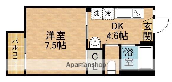 サンモール天神(1DK/2階)の間取り写真