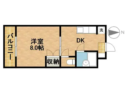 マンションロジュマンⅠ(1DK/3階)の間取り写真