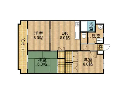 エスポワール女神(3DK/3階)の間取り写真