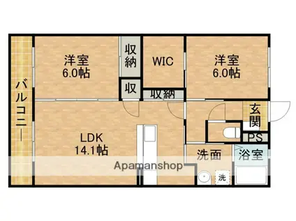 JUNO(2LDK/2階)の間取り写真