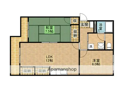 アネックス高丘1(2LDK/3階)の間取り写真