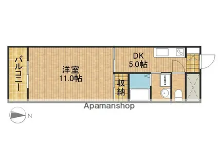 リンボック(1DK/2階)の間取り写真