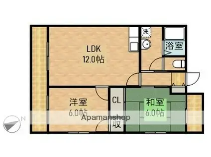 アゼリア(2LDK/1階)の間取り写真