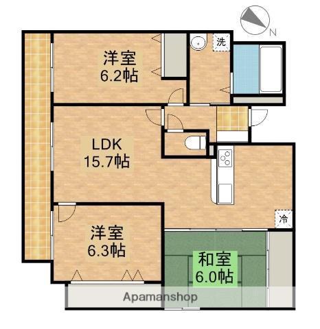 ライフ第5マンション大平台(3LDK/3階)の間取り写真