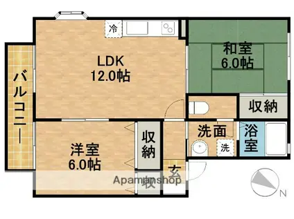 ヴィラ・サザンクロスG(2LDK/2階)の間取り写真