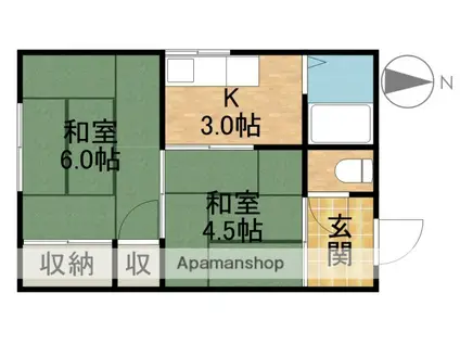 コーポサンローザⅠ(2K/1階)の間取り写真