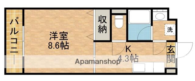 アンソレイユⅠ(1K/2階)の間取り写真