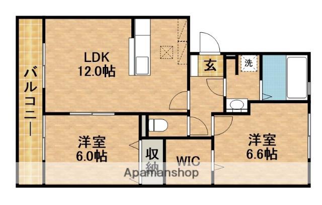 ロイヤルガーデン染地台A(2LDK/1階)の間取り写真