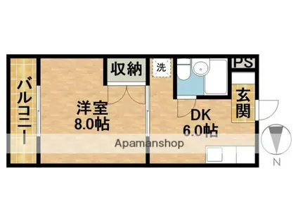 サンルミエール(1DK/3階)の間取り写真