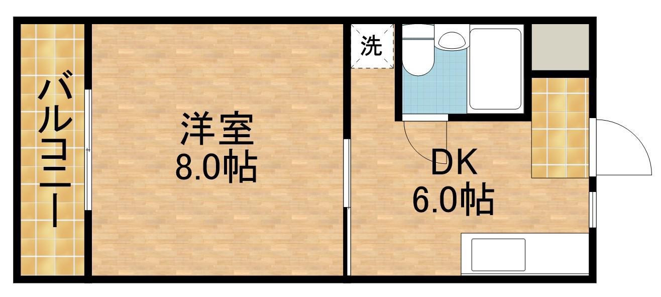 ハイツ天龍Ⅰ(1DK/1階)の間取り写真