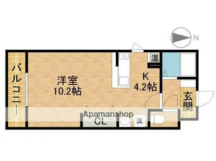 エクシード新町(1K/4階)の間取り写真