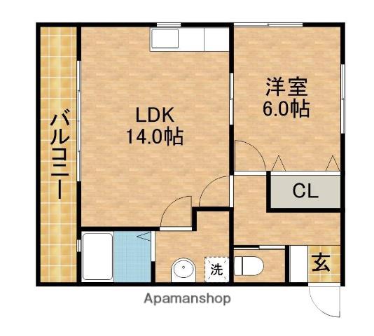 蜆塚ヴィラージュ(1LDK/1階)の間取り写真