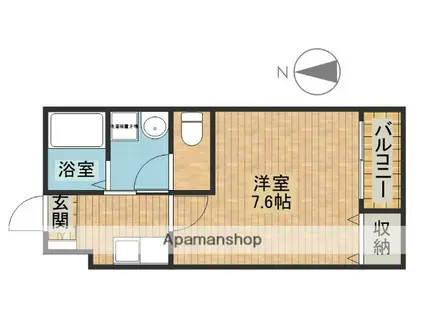 クレフラスト飛龍街道(1K/1階)の間取り写真