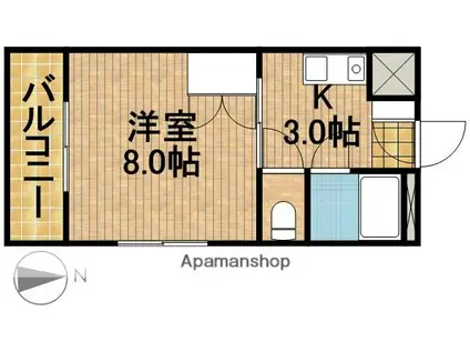 モンフォール矢野(1K/2階)の間取り写真