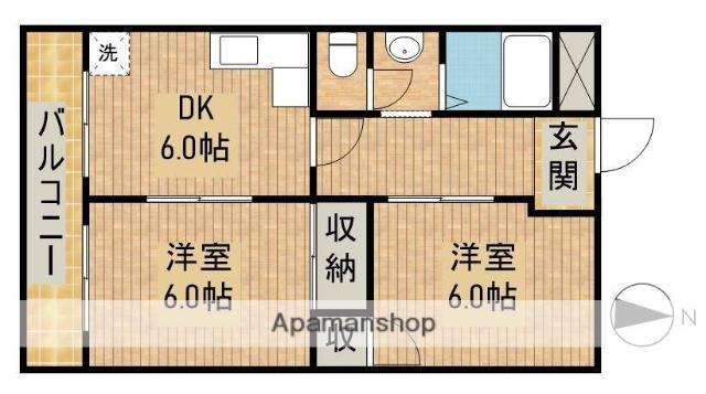 市川コーポ(2DK/2階)の間取り写真