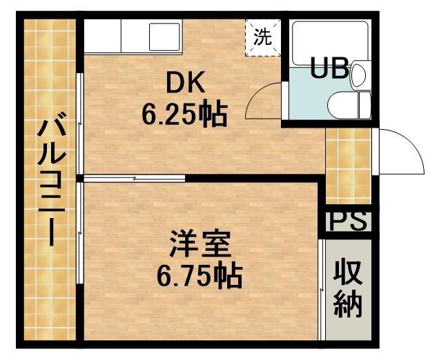 MOマンション(1DK/2階)の間取り写真