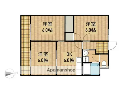 パレロワイヤル(3DK/1階)の間取り写真