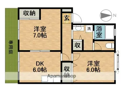 エッセルハウス(2DK/1階)の間取り写真