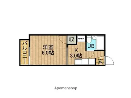 フォーブル千紗C(1K/2階)の間取り写真