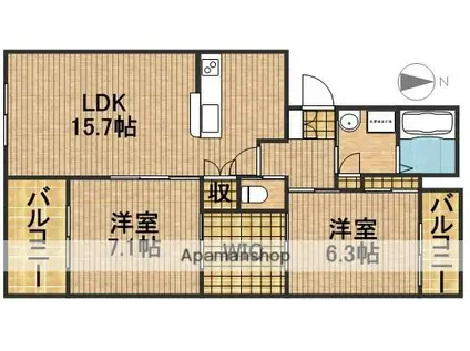 ルミナス(2LDK/1階)の間取り写真