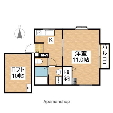 ドルフK(1K/2階)の間取り写真