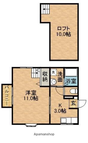 ドルフK(1K/1階)の間取り写真