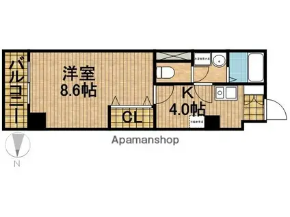 ゴールドサークル尾張町(1K/5階)の間取り写真